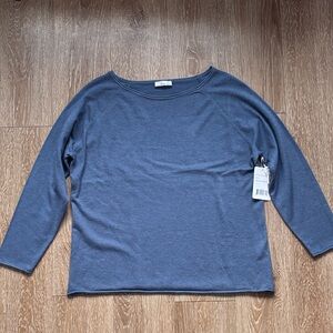 New! Milano denim blue wide neck 3/4 sleeve sweater, Large